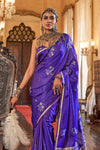 Royal Purple Banarasi Satin Silk Saree