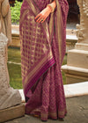 Royal Purple Banarasi Silk Saree With Contrast Blouse