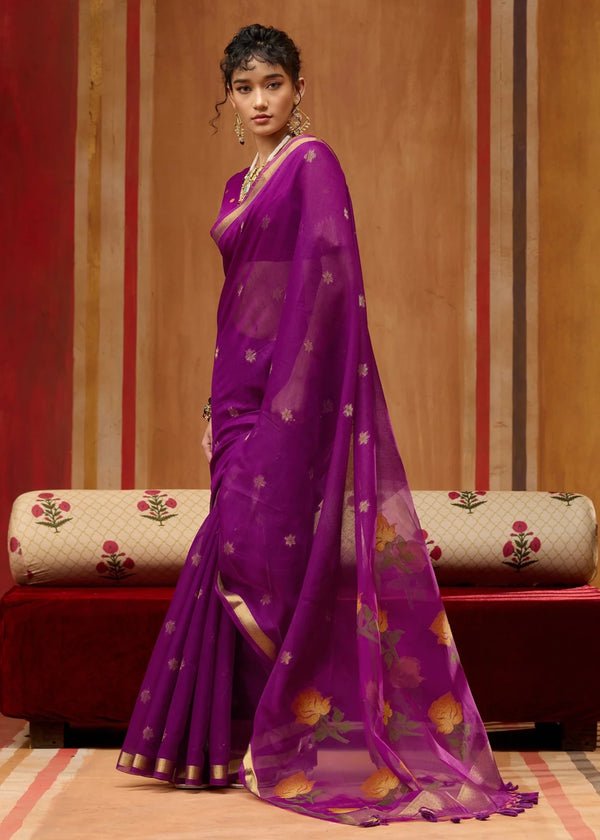 Royal Purple Cotton Silk Saree