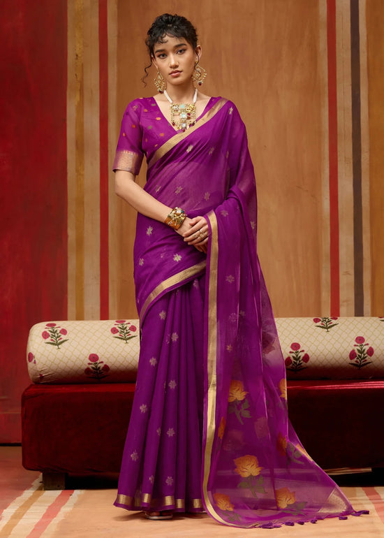 Royal Purple Cotton Silk Saree