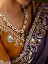 Royal Purple Embroidered Designer Tissue Silk Saree With Contrast Blouse