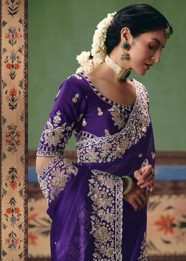 Royal Purple Georgette Silk Saree
