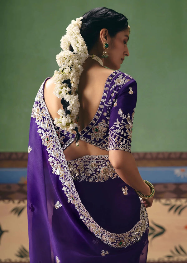 Royal Purple Georgette Silk Saree