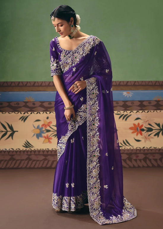 Royal Purple Georgette Silk Saree