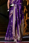 Royal Purple Handloom Satin Silk Saree