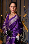 Royal Purple Handloom Satin Silk Saree