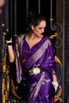 Royal Purple Handloom Satin Silk Saree