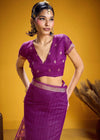 Royal Purple Linen Silk Saree