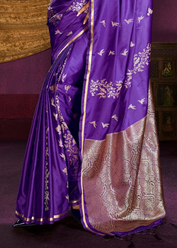 Royal Purple Satin Silk Saree