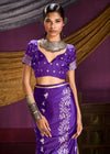 Royal Purple Satin Silk Saree