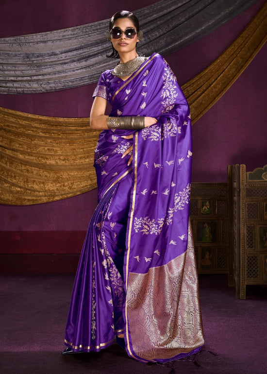 Royal Purple Satin Silk Saree