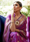 Royal Purple Smooth Satin Sik Banarasi Saree