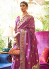 Royal Purple Smooth Satin Sik Banarasi Saree