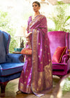 Royal Purple Smooth Satin Sik Banarasi Saree