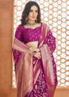 Royal Purple Woven Banarasi Soft Silk Saree