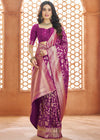 Royal Purple Woven Banarasi Soft Silk Saree