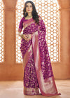 Royal Purple Woven Banarasi Soft Silk Saree