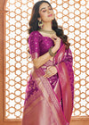 Royal Purple Woven Banarasi Soft Silk Saree