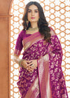 Royal Purple Woven Banarasi Soft Silk Saree