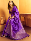 Royal Purple Woven Designer Tussar Silk Saree