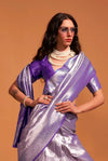 Royal Purple Woven Kanjivaram Silk Saree