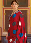 Royal Red Ajrakh Printed Satin Crepe Saree