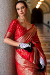 Royal Red Handloom Satin Silk Saree