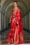 Royal Red Handloom Satin Silk Saree