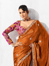 Rust Orange Tissue Silk Saree