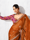 Rust Orange Tissue Silk Saree