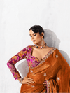 Rust Orange Tissue Silk Saree