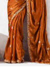 Rust Orange Tissue Silk Saree