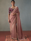 Onion Pink Designer Tissue Silk Saree With Contrast Blouse