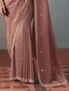 Onion Pink Designer Tissue Silk Saree With Contrast Blouse