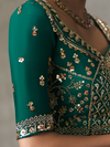 Sage Green Designer Tissue Silk Saree With Contrast Blouse