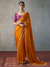 Saffron Orange Designer Tissue Silk Saree With Contrast Blouse