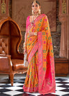 Saffron Orange Woven Banarasi Saree