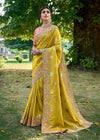 Saffron Yellow Woven Banarasi Designer Silk Saree