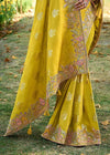 Saffron Yellow Woven Banarasi Designer Silk Saree