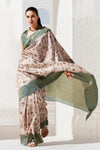 Sage Green and Cream Banarasi Digital Printed Saree