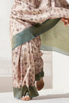 Sage Green and Cream Banarasi Digital Printed Saree