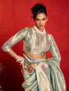 Sage Green Banarasi Tissue Silk Saree – blouse close-up