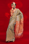 Sage Green Banarasi Tussar Silk Saree