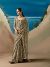 Sage Green Embroidered Designer Organza Silk Saree