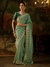 Sage Green Embroidered Designer Tissue Silk Saree With Contrast Blouse
