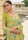 Sage Green Embroidery Designer Silk Saree