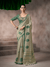 Sage Green Jamdani Cotton Silk Saree With Contrast Blouse