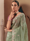 Sage Green Organza Silk Saree