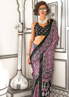 Scarlet Purple Ajrakh Satin Crepe Saree