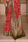 Scarlet Red Designer Printed Patola Silk Saree